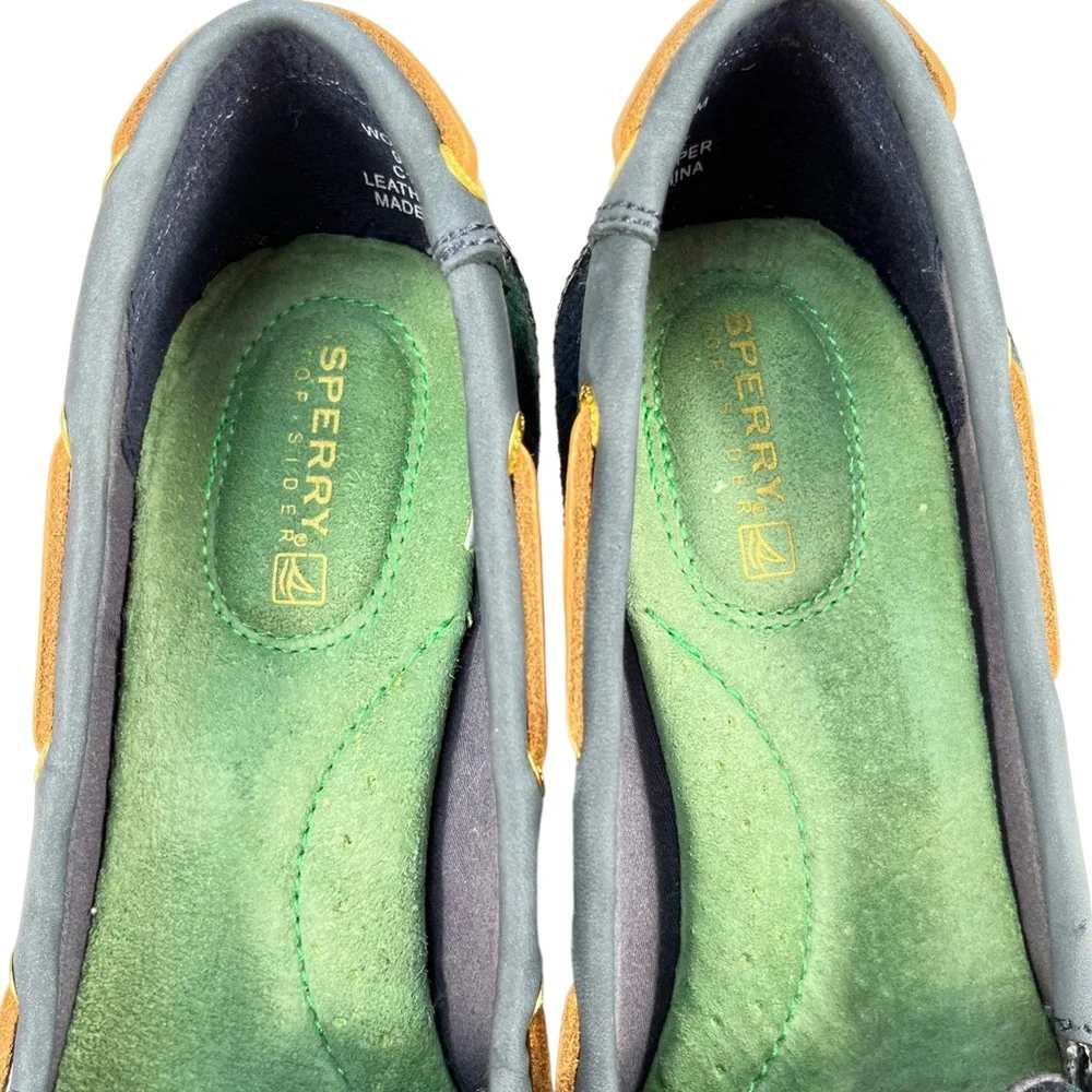 Sperry Top-Sider | Goldfish Navy & Green Plaid Wedge Heels Boat Shoes Women’s 6M